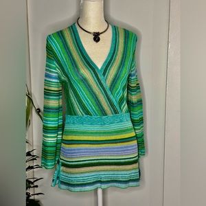 SIGRID OLSEN Spring/Summer weight wrap sweater. Lovely Flare Sleeve-